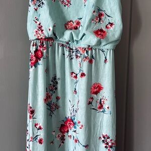 Trixxi Floral Kids Dress in Light Blue and Red